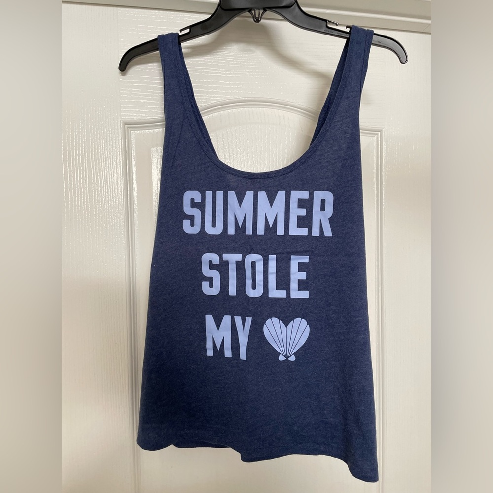 Victoria’s Secret tank top size Large in navy “SUMMER STOLE MY 💙”🎉Host Pick🎉
